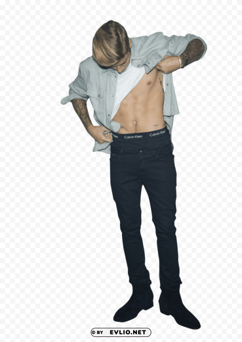 justin bieber showing sixpack PNG transparent elements package