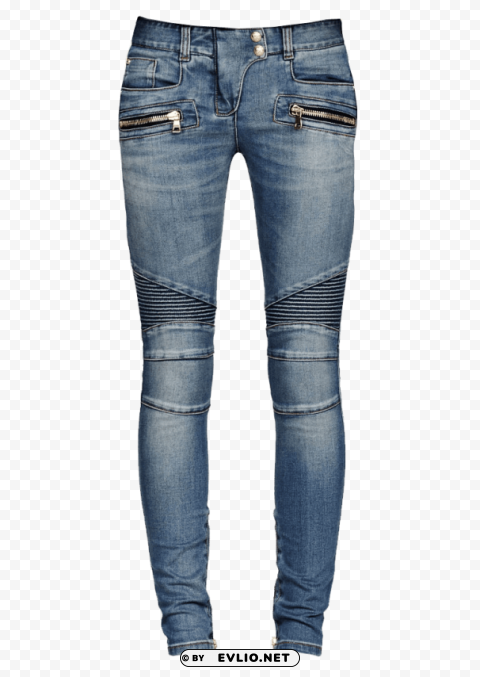 balmain blue ribbed biker jeans PNG images without licensing
