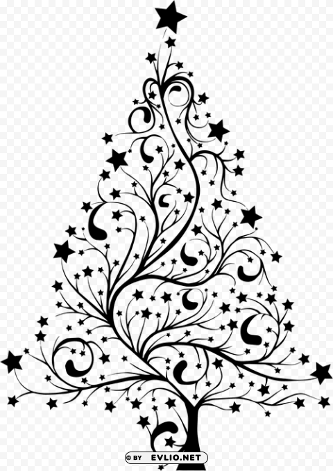 christmas tree clipart black and white - christmas tree silhouette PNG graphics for presentations
