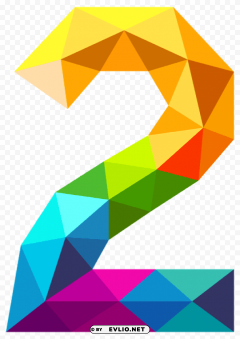 colourful triangles number two Isolated Icon in HighQuality Transparent PNG