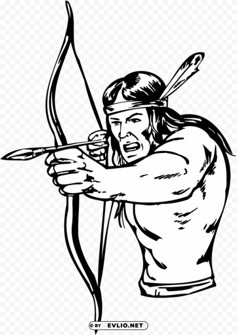 native american bow and arrow drawing Clean Background Isolated PNG Character
