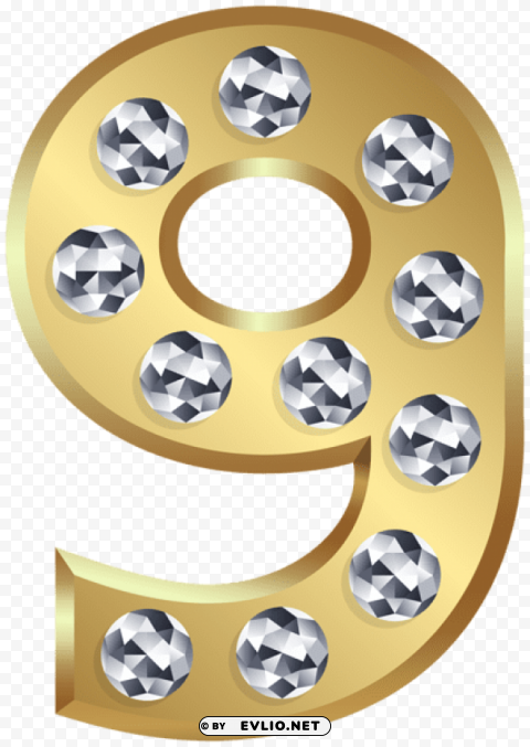 nine gold number PNG for overlays