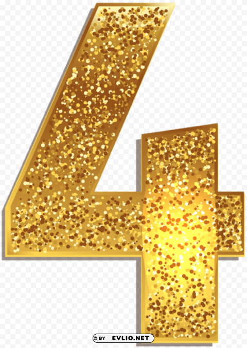number four gold shining HighQuality Transparent PNG Isolated Artwork