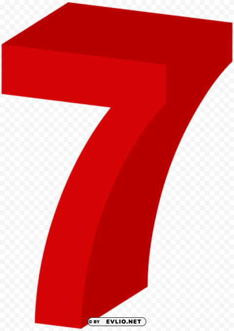 number seven red PNG files with transparent canvas collection