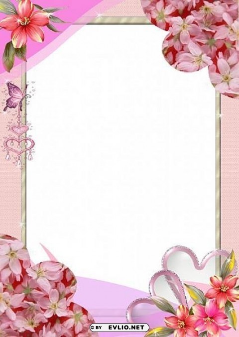 pink-flowers frame PNG images with alpha transparency free