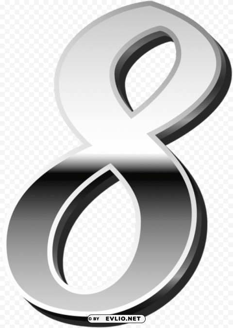 Silver Number Eight PNG Graphics With Transparent Backdrop