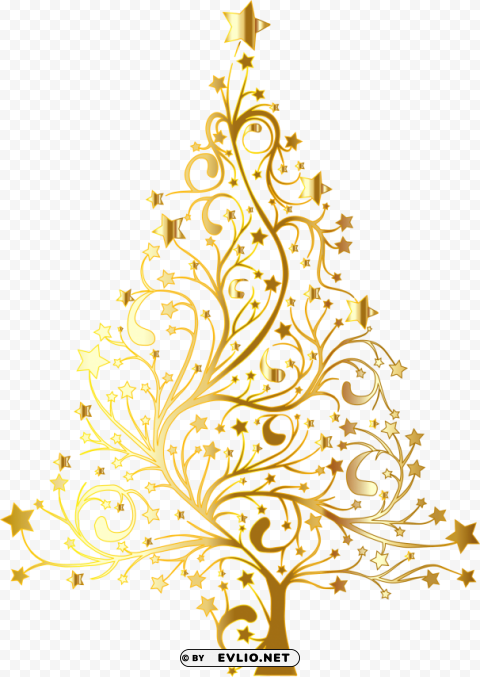 starry christmas tree gold no - gold christmas tree vector Clean Background Isolated PNG Graphic