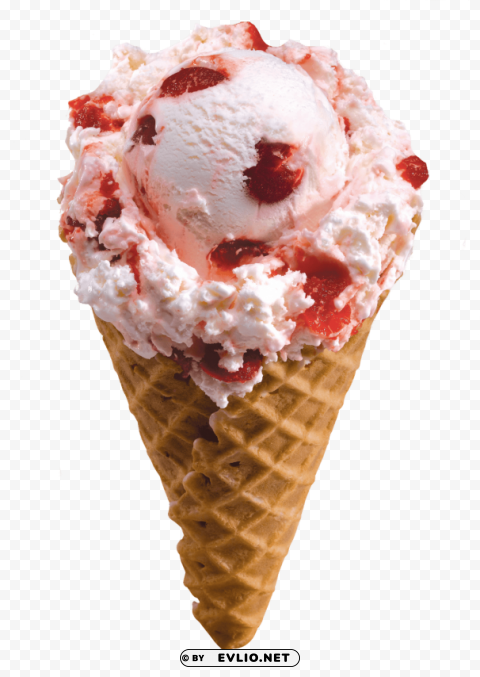strawberry horn ice cream Clean Background Isolated PNG Graphic