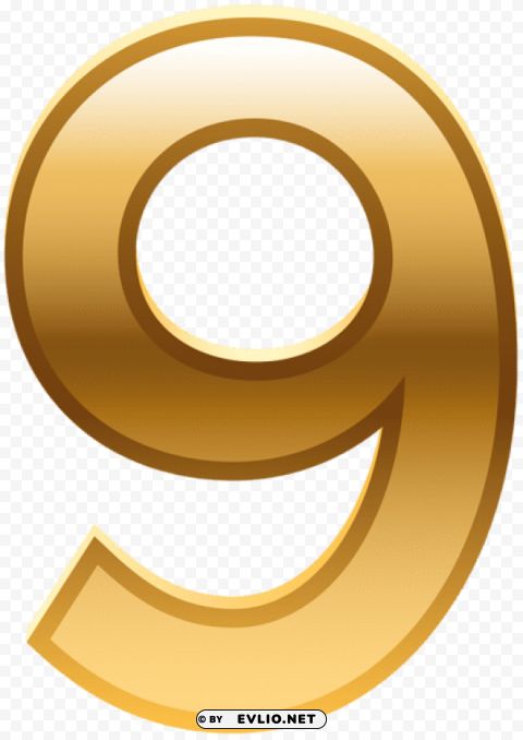 Number Nine Golden PNG Graphic With Clear Background Isolation