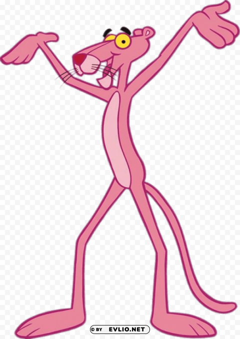 pink panther hurray PNG Image Isolated on Clear Backdrop
