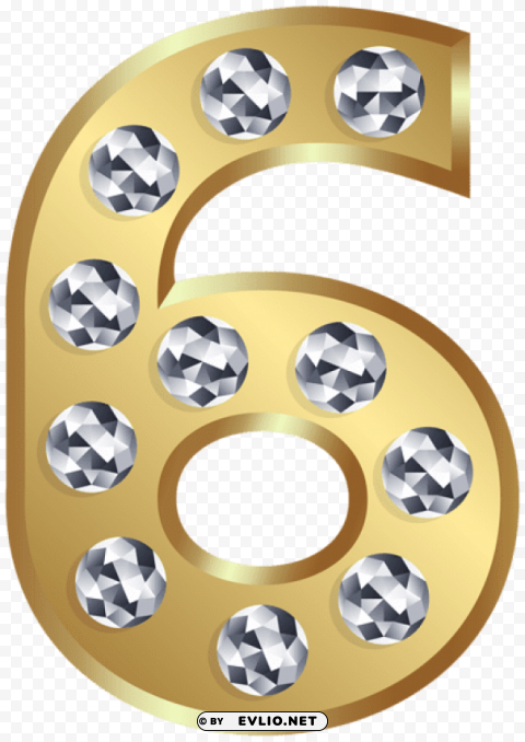 six gold number PNG for free purposes
