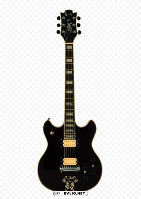 electric guitar black Isolated Object with Transparent Background in PNG