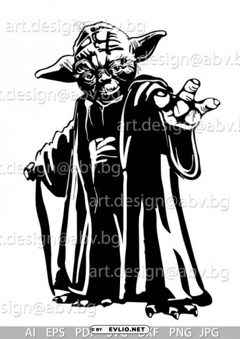 yoda black and white s PNG images with alpha mask