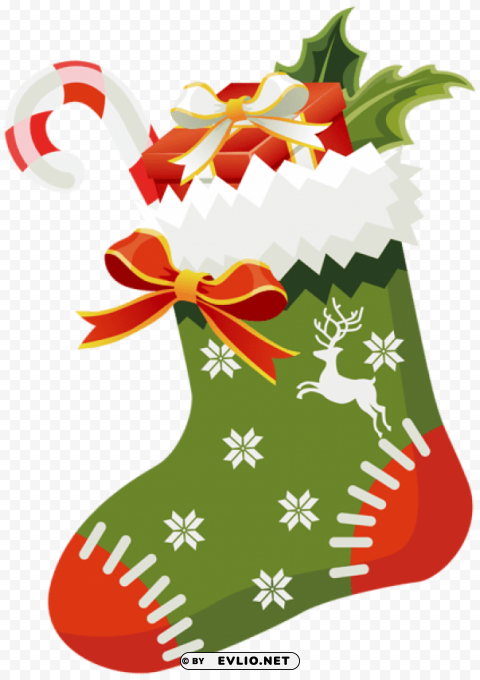 christmas green stocking Isolated Item on HighQuality PNG