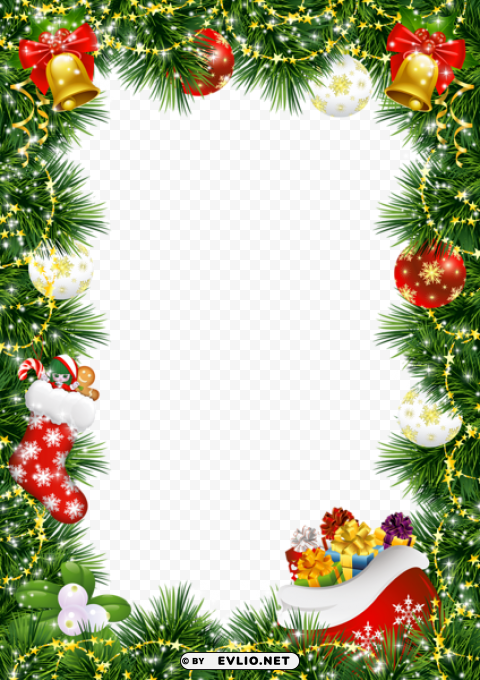 christmas photo frame with christmas ornaments PNG Image Isolated with Transparent Clarity