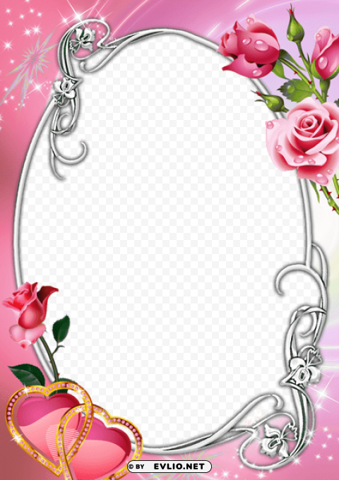 pink frame with roses and hearts High-resolution transparent PNG images assortment
