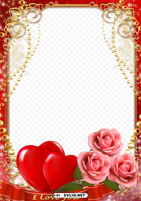 Red Hearts Frame PNG Transparent Elements Compilation