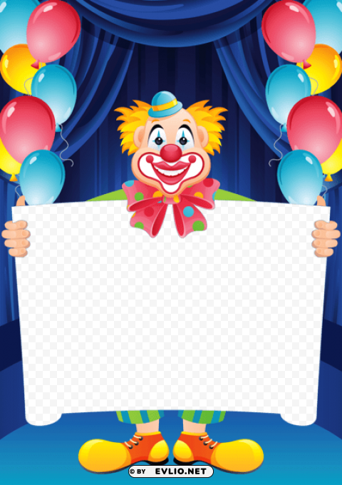 transparent birthday frame with clown PNG with clear transparency