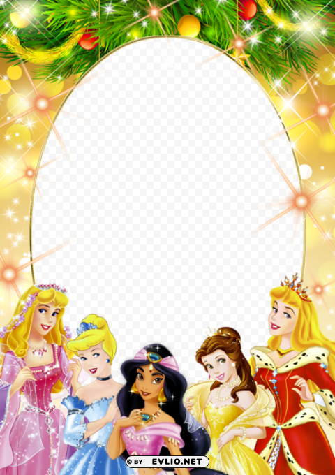  kids frame with christmas princesses Transparent Background PNG Isolated Icon