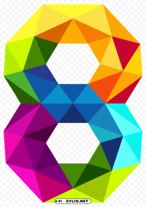 colourful triangles number eight Isolated Item with HighResolution Transparent PNG