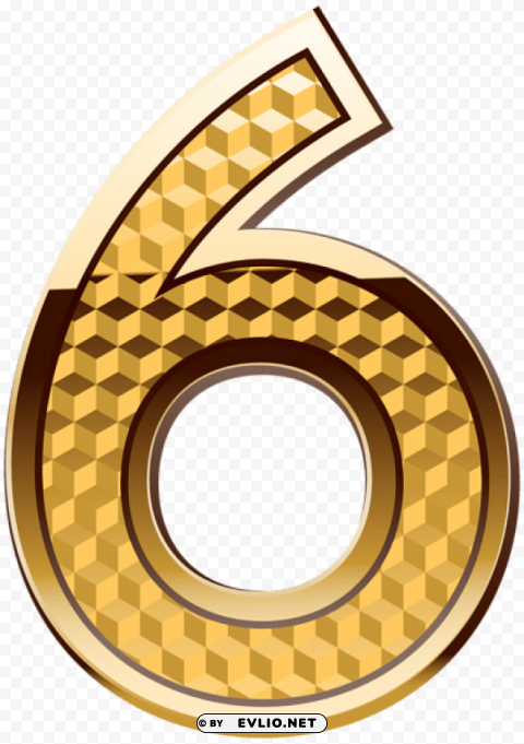 gold number six Isolated Design Element in Clear Transparent PNG
