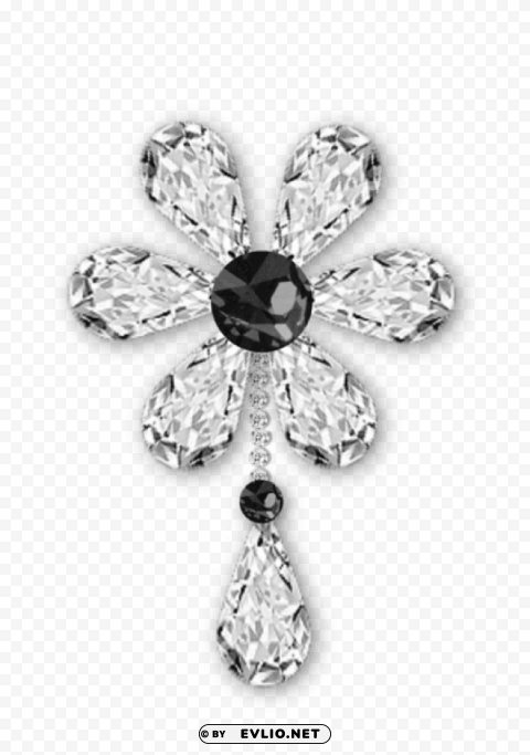 black and white diamond flower jewelry PNG images with no watermark