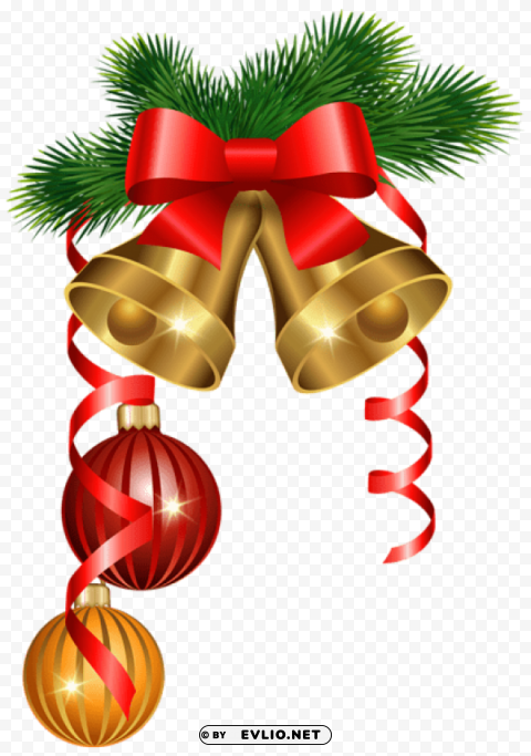 christmas golden bells and ornaments HighResolution PNG Isolated Illustration