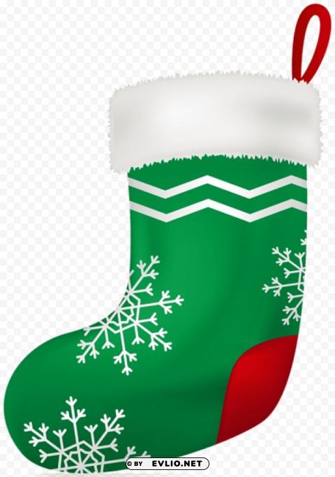 christmas green stocking Isolated Icon in Transparent PNG Format