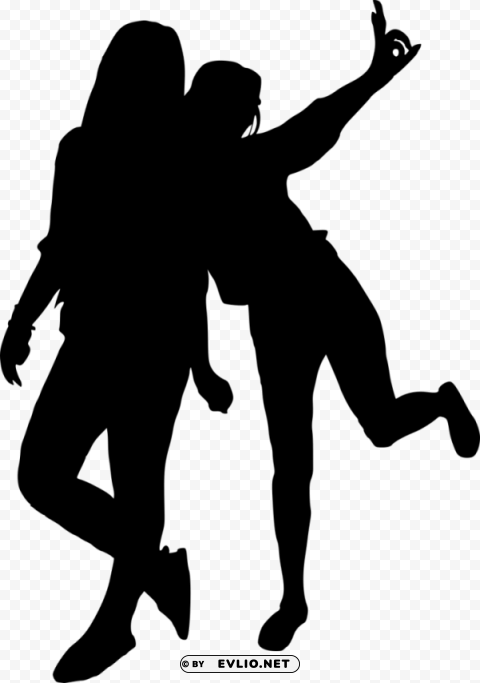 girl group hoto posing silhouette PNG Isolated Object on Clear Background