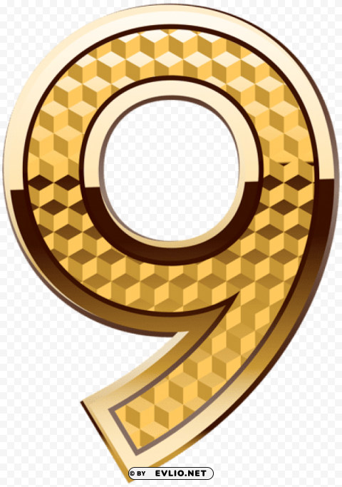 gold number nine Isolated Element on HighQuality PNG