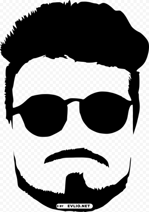 hipster with sunglasses silhouette PNG Image Isolated on Clear Backdrop