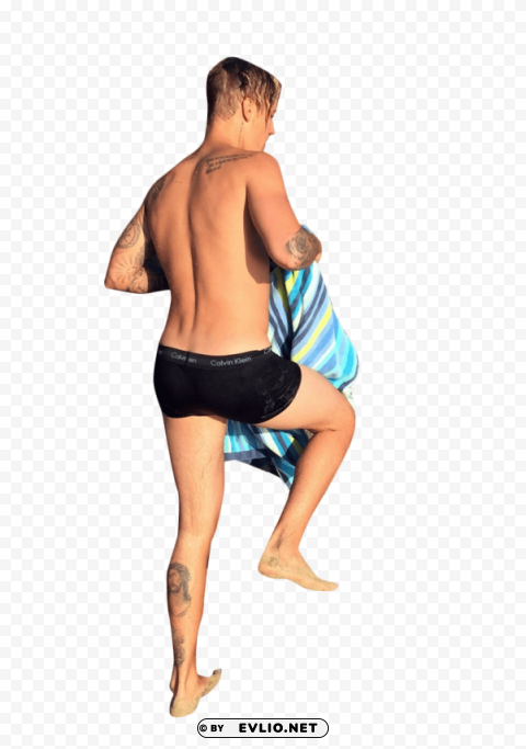 justin bieber in underpants walking Clean Background Isolated PNG Image