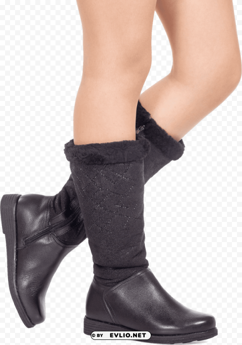 nice black leather ladies boot Alpha channel transparent PNG