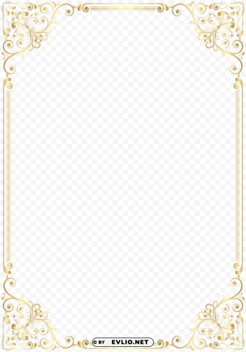 deco frame border golden PNG Isolated Object on Clear Background