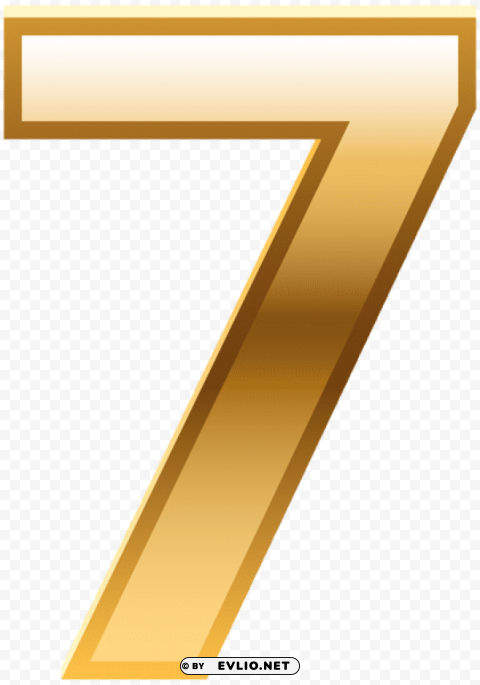 Number Seven Golden PNG Graphic Isolated With Clear Background