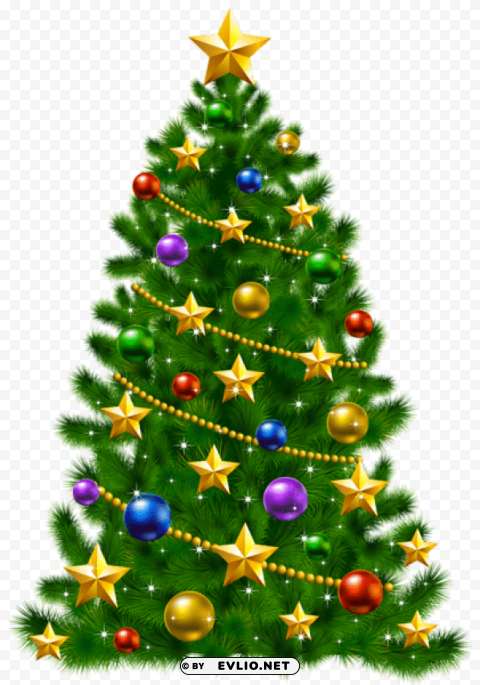 transparent christmas tree with stars PNG images with alpha transparency free