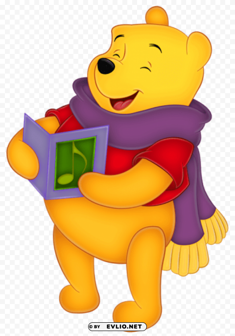 winnie the pooh with purple scarf Free PNG images with alpha channel set