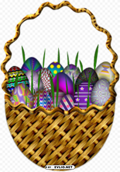 easter basket with eggs PNG images for editing