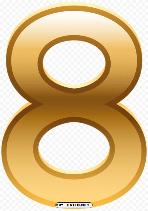 number eight golden PNG Graphic Isolated with Transparency