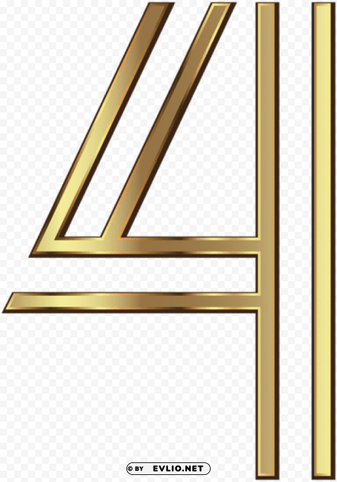 number four golden Isolated Item on Clear Background PNG