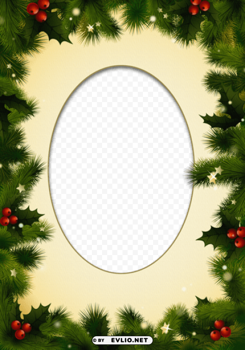  Christmasframe With Pine And Mistletoe PNG Transparent Designs