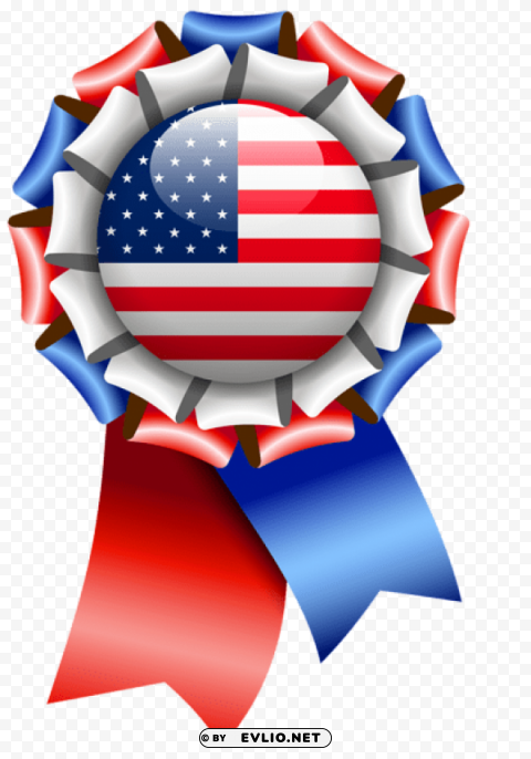 usa flag rosette ribbon Clear Background Isolated PNG Graphic