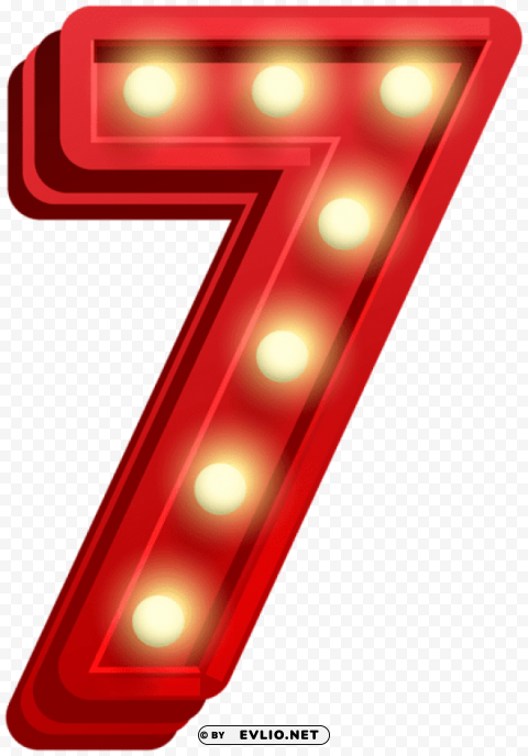 number seven glowing Isolated Element with Transparent PNG Background
