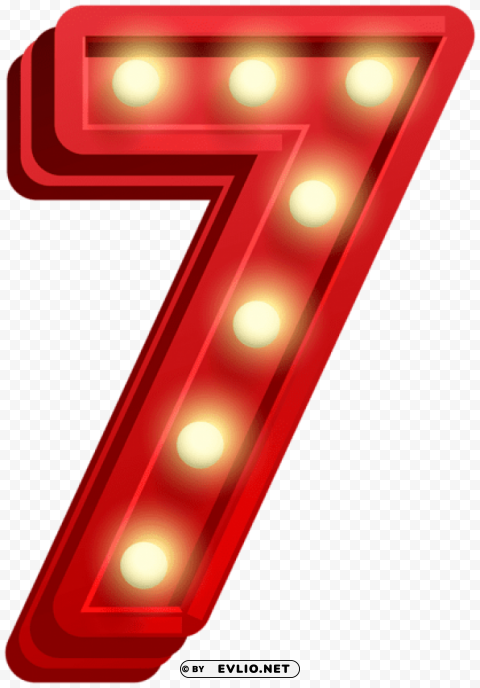 Number Seven Glowing Isolated Element With Transparent PNG Background