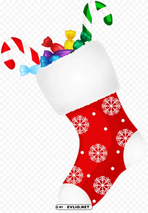 christmas stocking with candies Isolated Item on Clear Transparent PNG