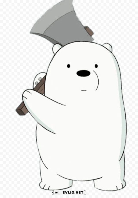 ice bear holding an axe Transparent Background PNG Isolated Illustration