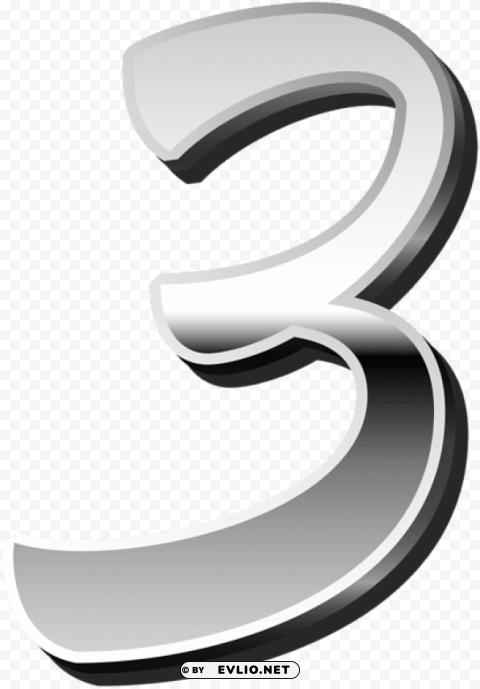 silver number three PNG graphics with clear alpha channel