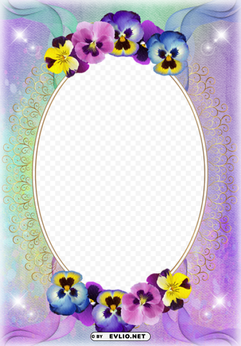 transparent frame with violets PNG images with clear backgrounds