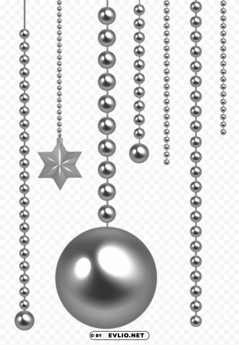 christmas silver beads Clean Background Isolated PNG Character
