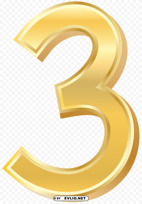 gold style number three Isolated Graphic in Transparent PNG Format